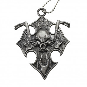 Silver Motorcycle Skull Neck Knife With Hidden Blade 