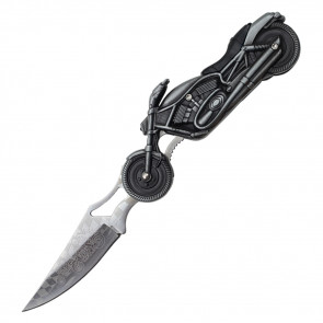 8" POCKET KNIFE, 3" BLACK BLADE & HANDLE W/ CLIP