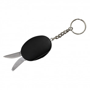 Black Bottle Opener with Dual Blade Keychain Knife