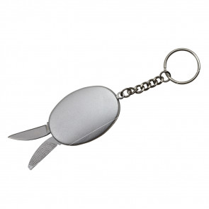 Silver Bottle Opener with Dual Blade Keychain Knife