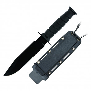 6" Serrated Neck Knife w/Sheath (Black)